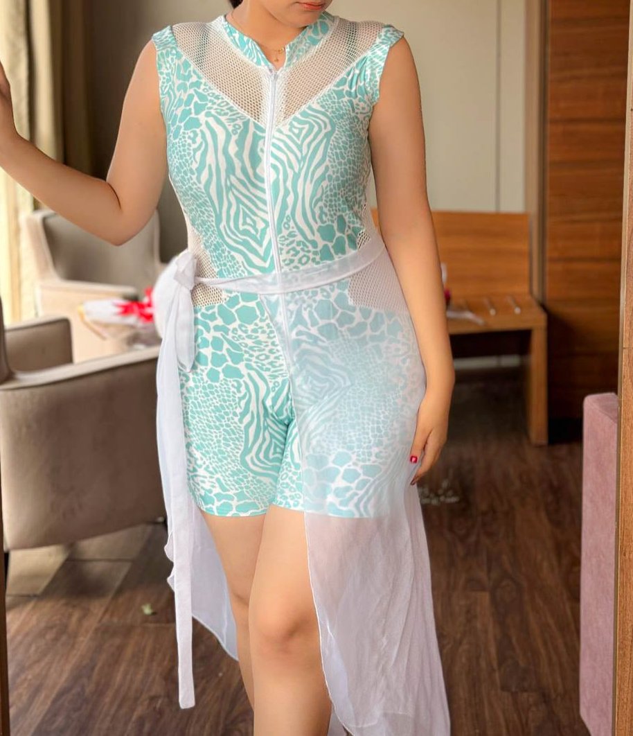 Maillot de bain 2 pièces combi vert paréo blanc NEREA