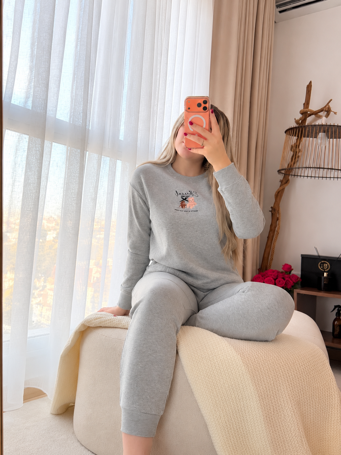 Pyjama manches longues pantalon gris CREATA