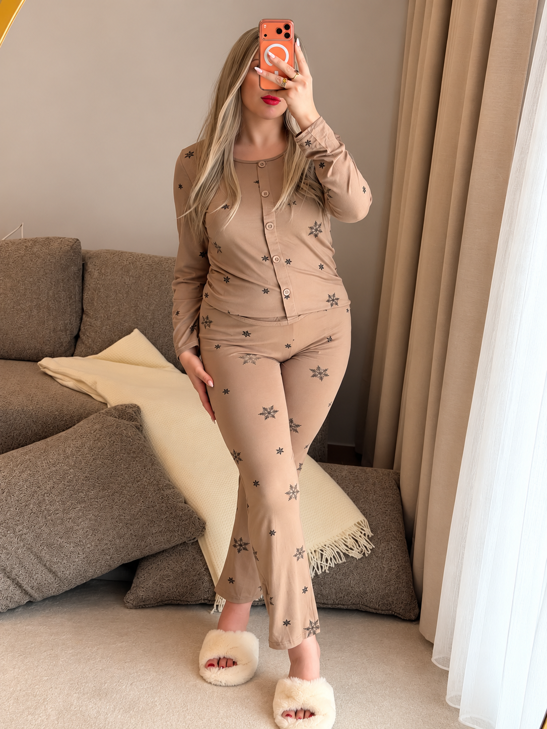 Pyjama manche long marron TRESSA