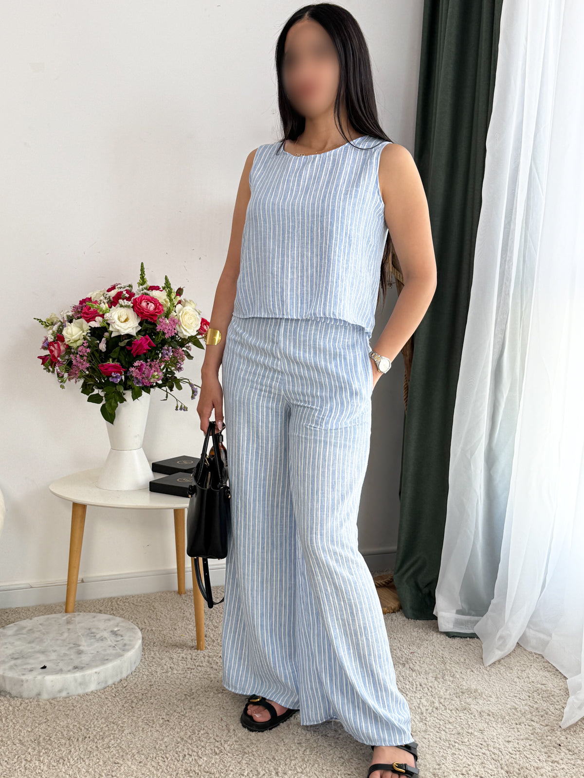 Ensemble 2 pièces pantalon bleu casual DARINE