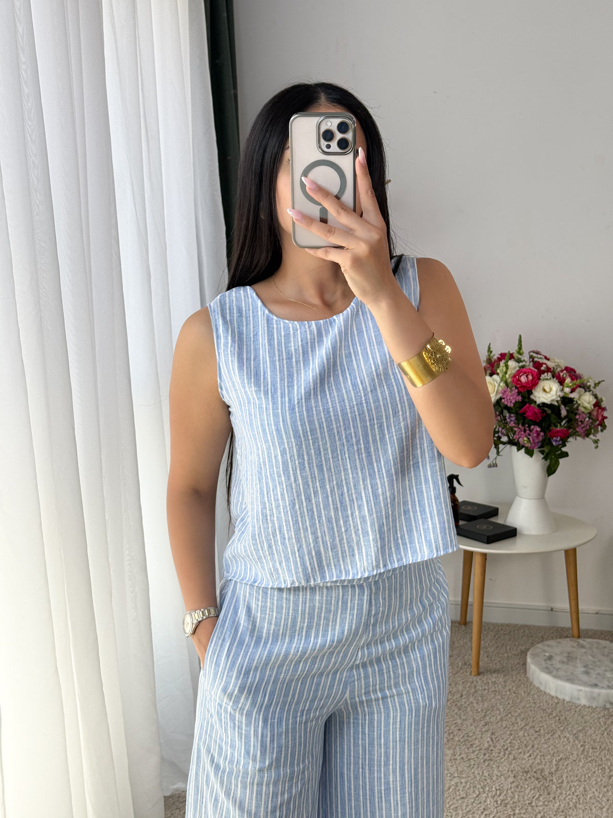 Ensemble 2 pièces pantalon bleu casual DARINE