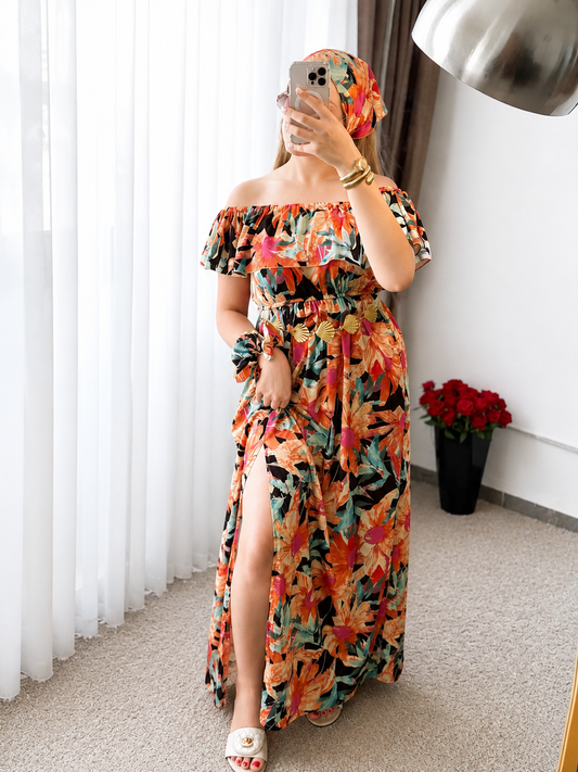 Robe a motif à fleurs noir DAFFY
