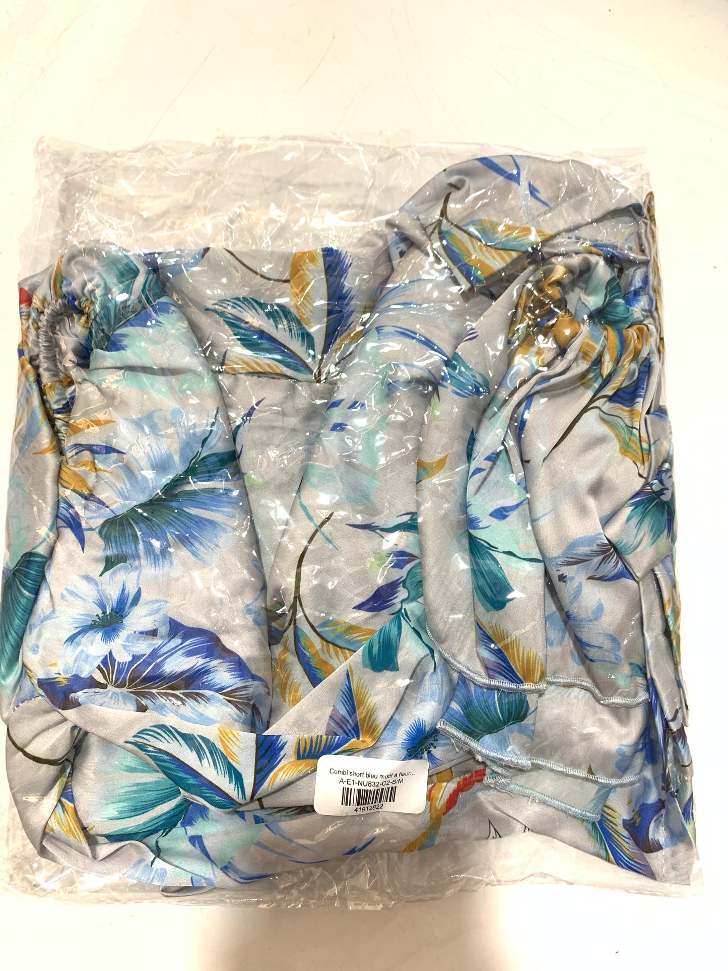 Combi short bleu motif à fleurs bleu LEVAI