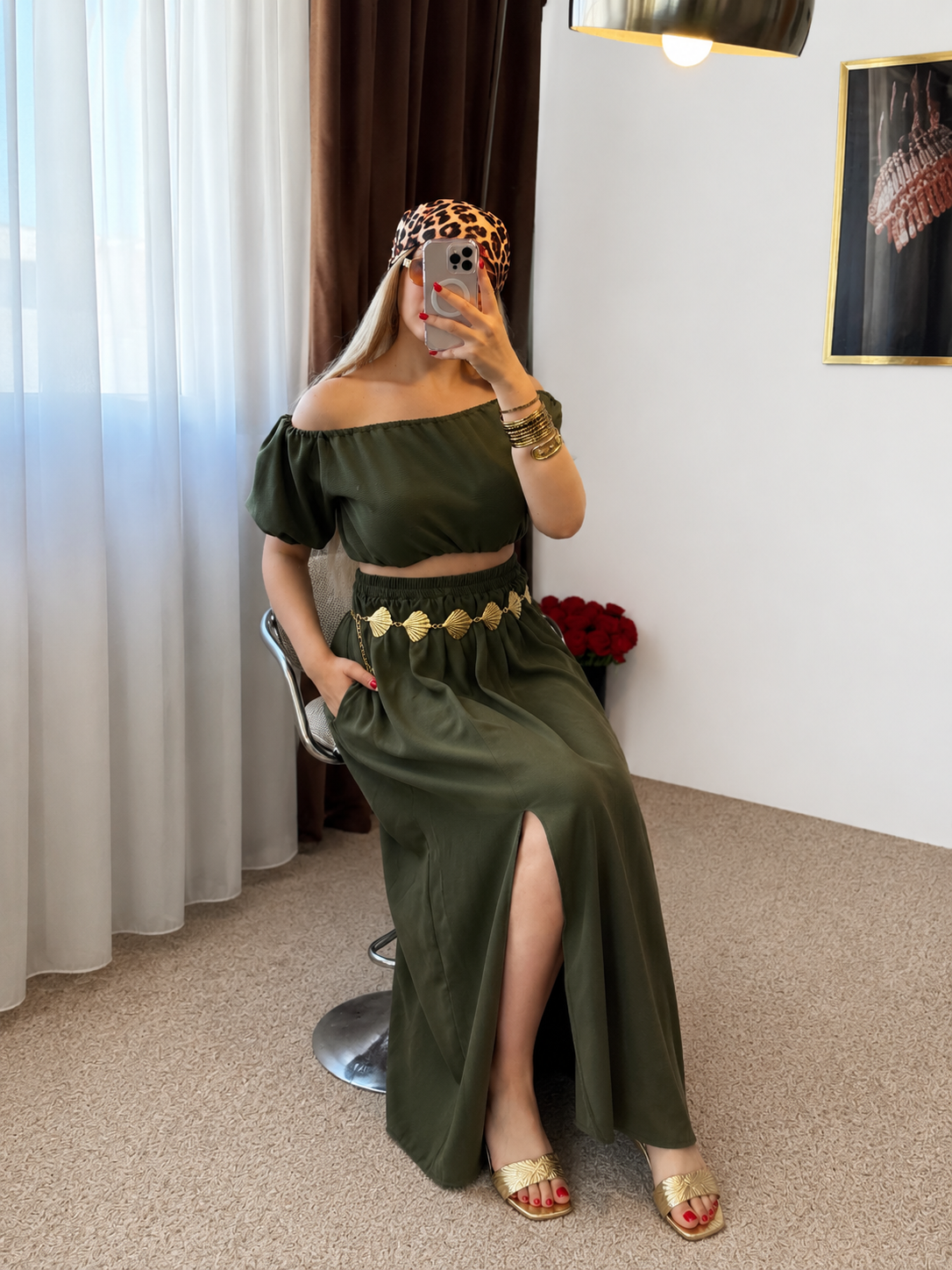 Ensemble haut jupe vert ITAMI