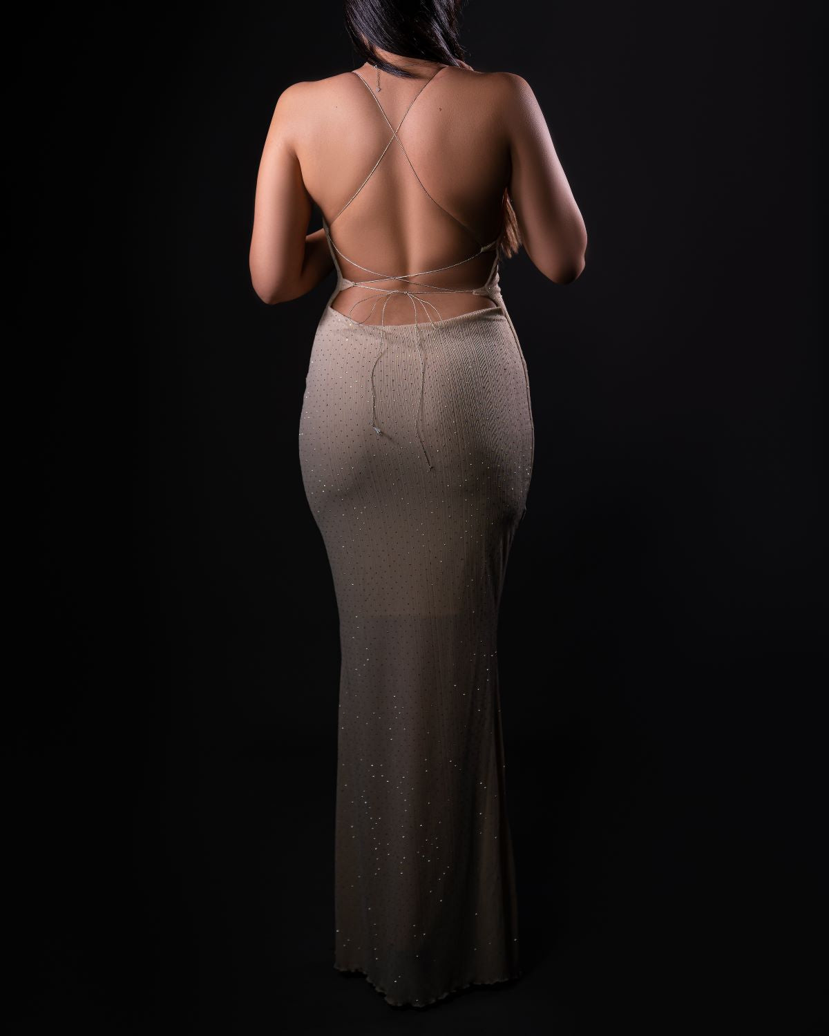 Robe nuisette glamour beige ILY