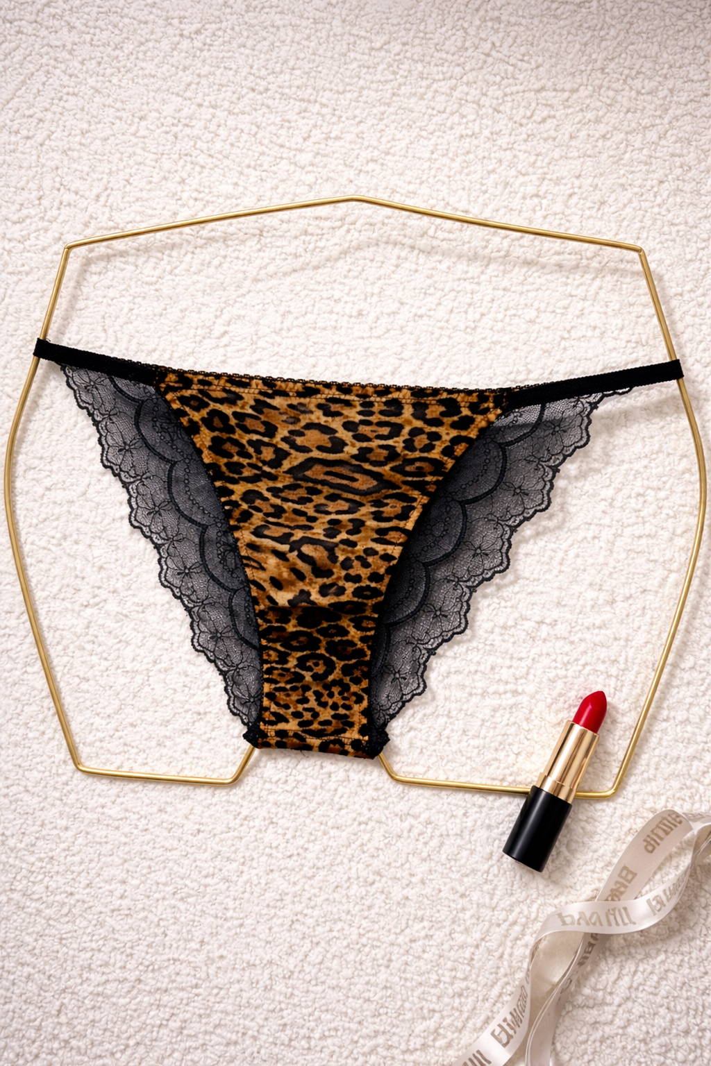 Slip dentelle motif léo marron FIERLY
