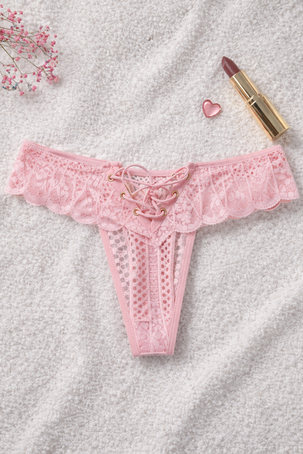 String dentelle corset rose STRAYNI