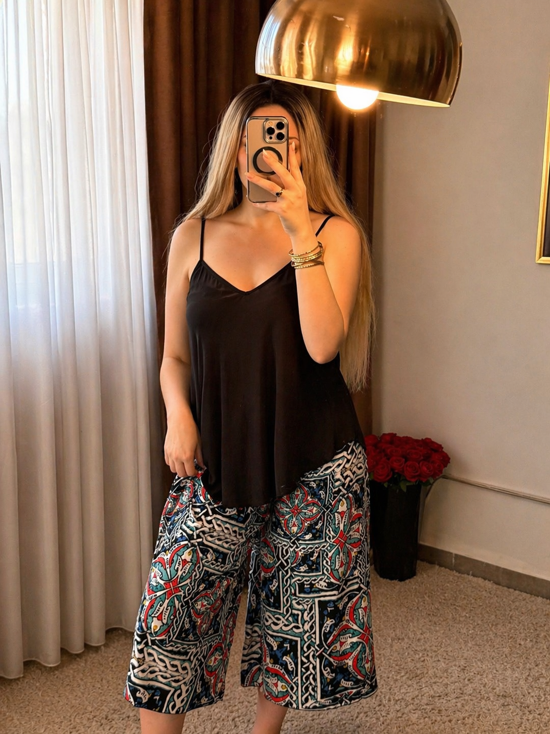 Ensemble bustier noir pantalon motif BONI