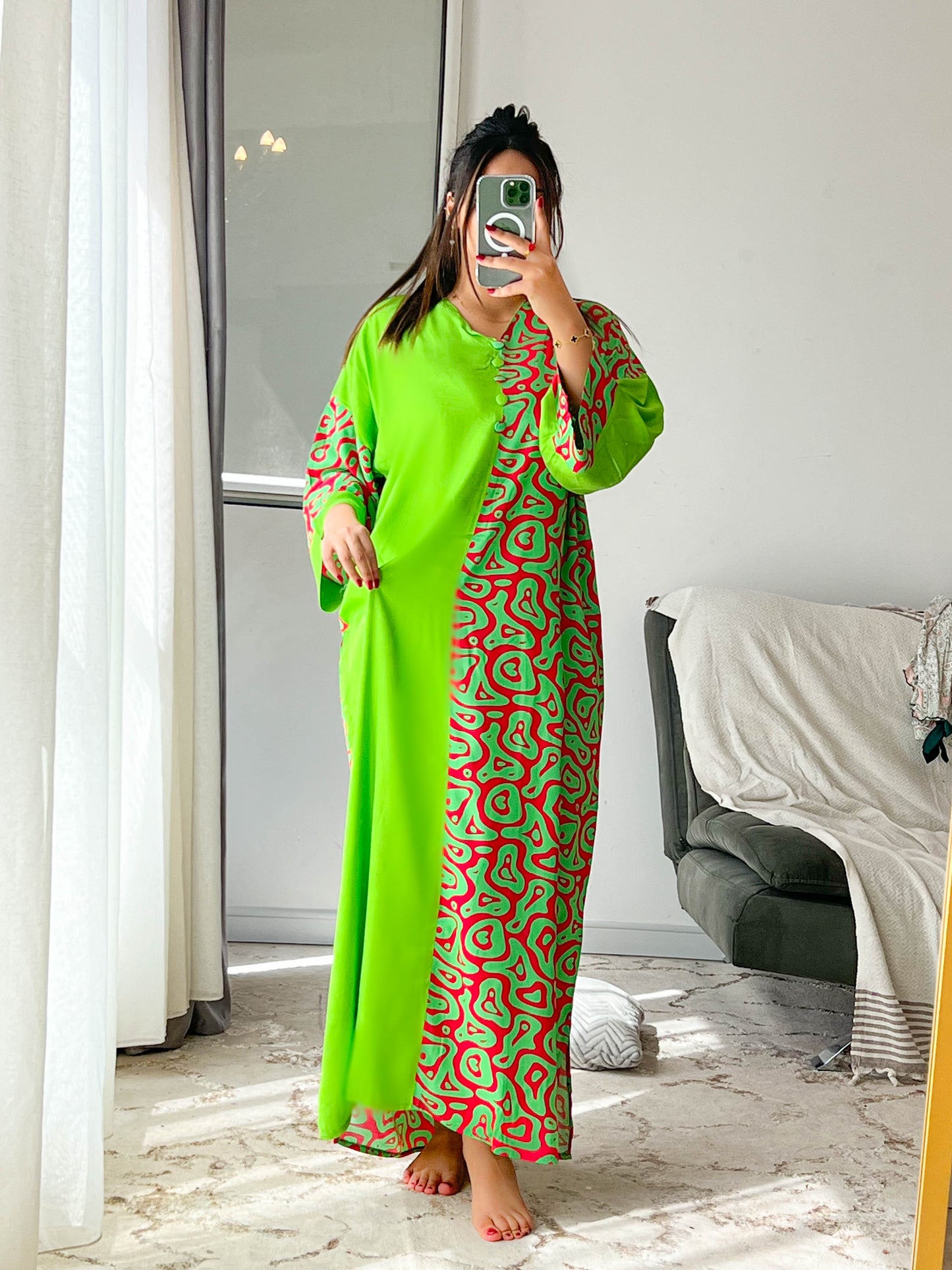 Robe manche long vert ANYA