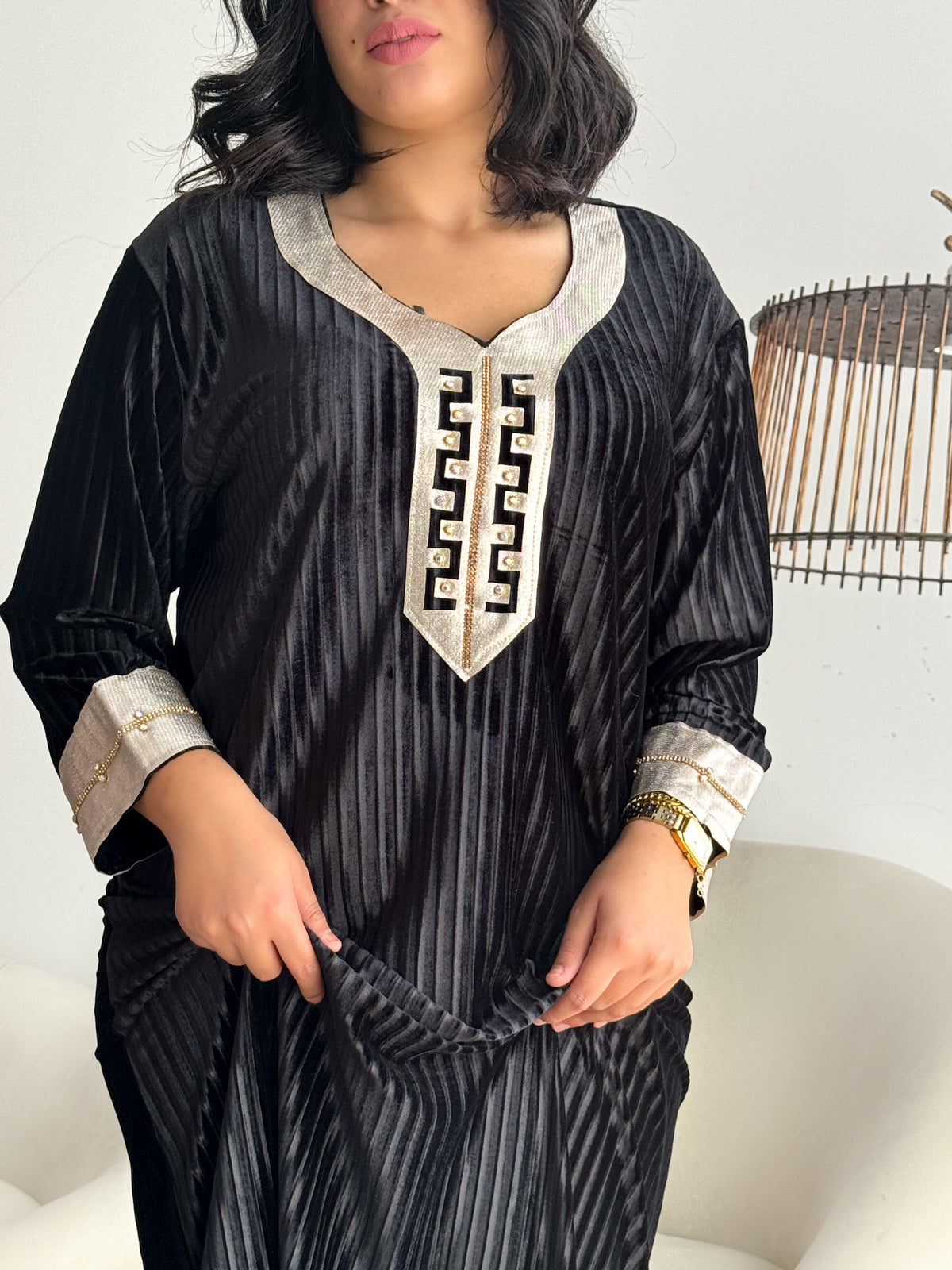 Robe d'hôtesse velours noir SAMIHA