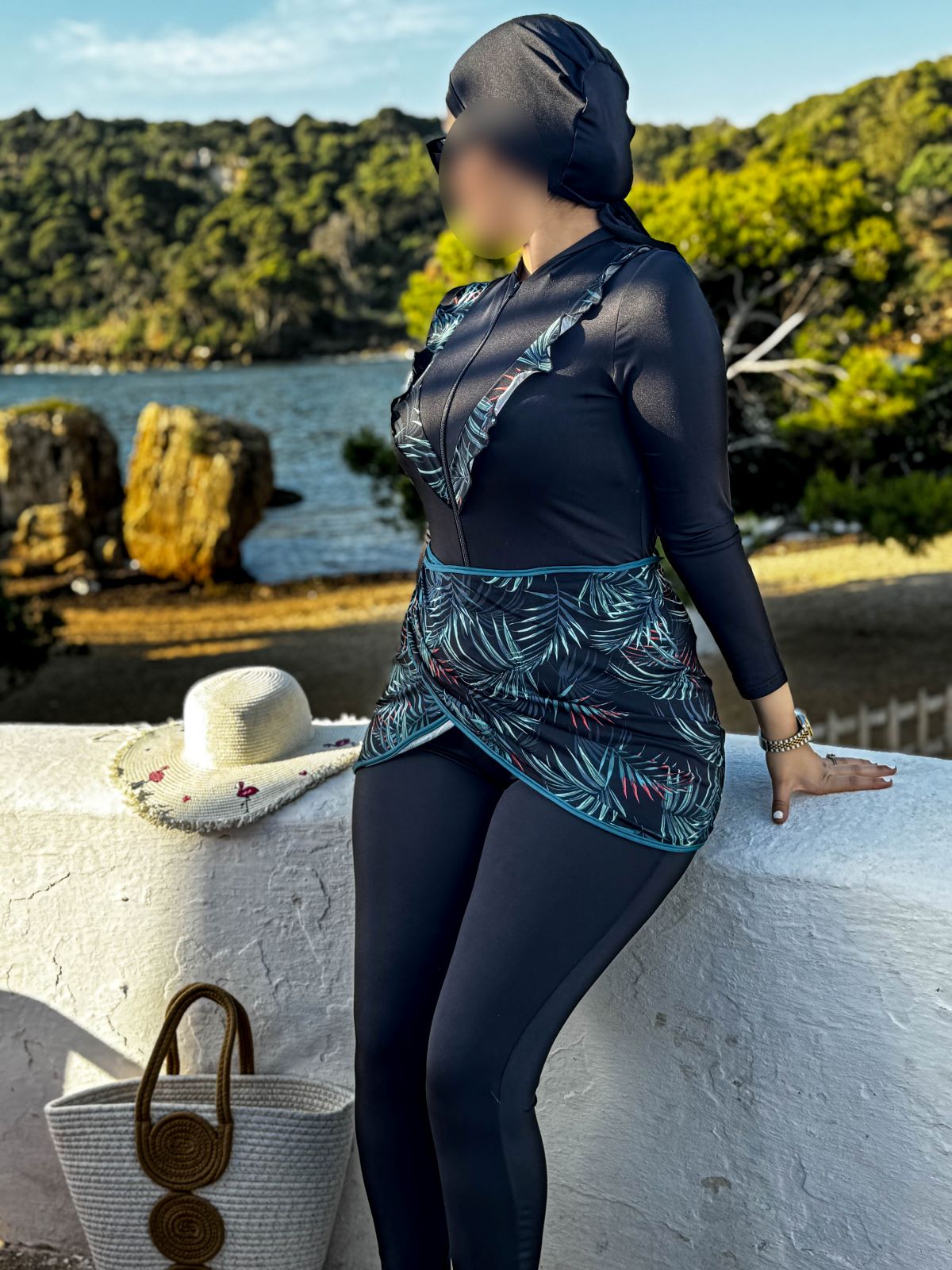 Burkini 3 pièces combinaison noir DORIAN