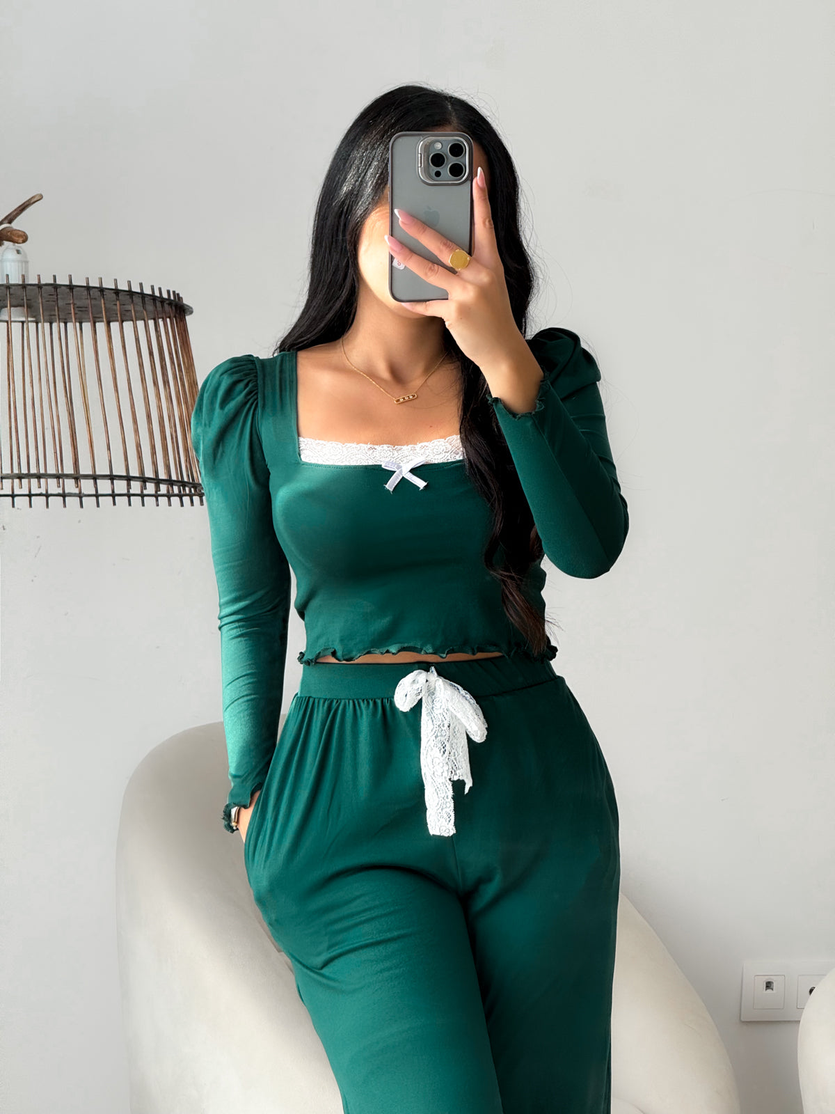 Pyjama crop-top vert femme AMARANTE