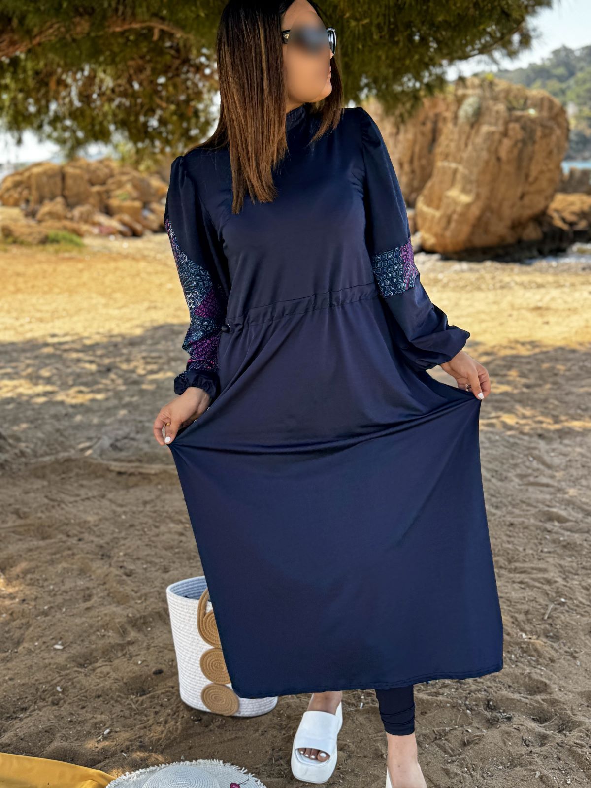 Burkini 3 pièces bleu à motif multi TESSA