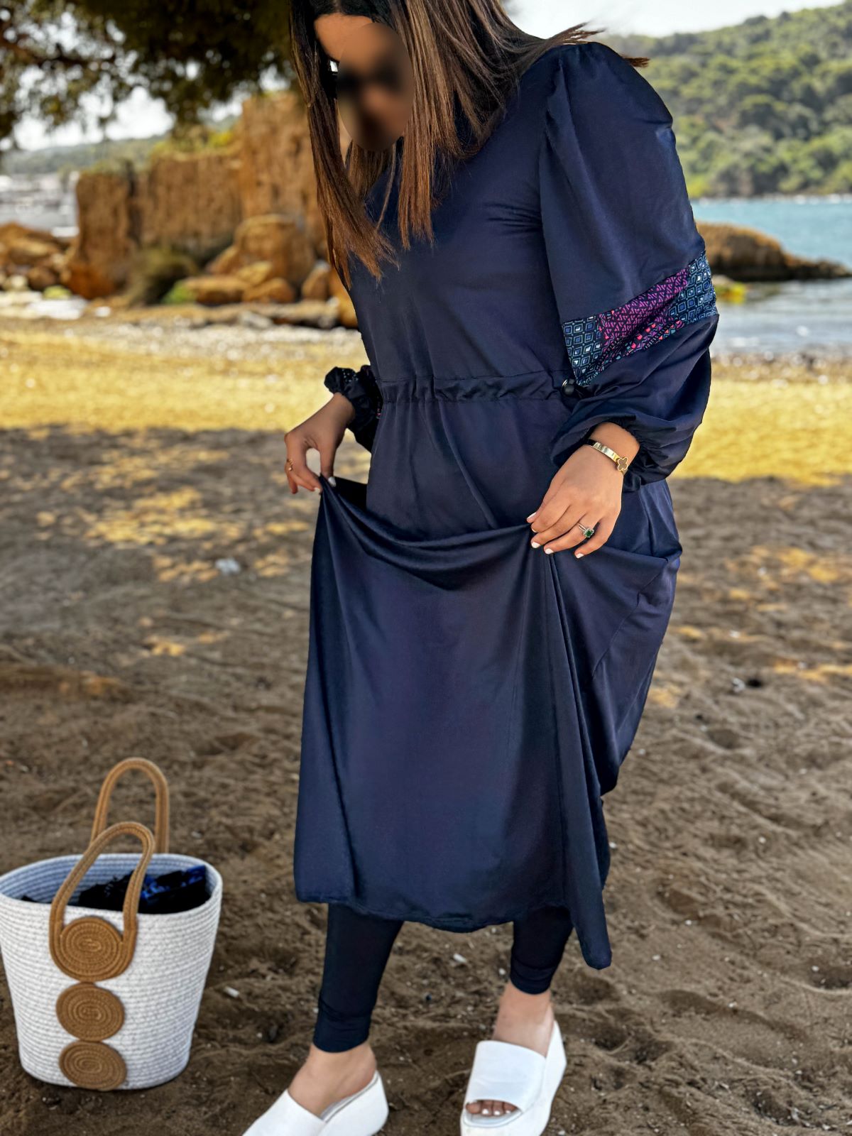 Burkini 3 pièces bleu à motif multi TESSA
