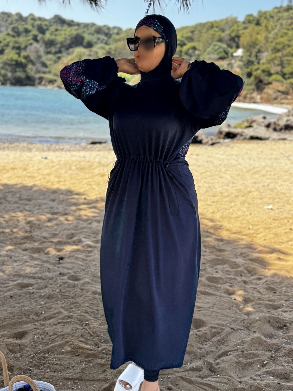 Burkini 3 pièces bleu à motif multi TESSA