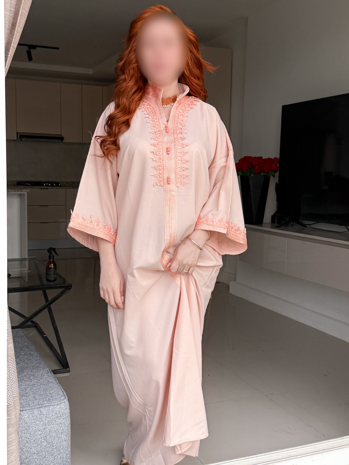 Jebba en crepe saumon galon saumon GAZALIA