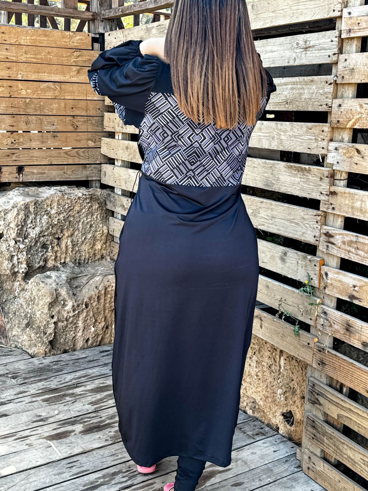 Burkini 3 pièces noir à motif blanc TESSA