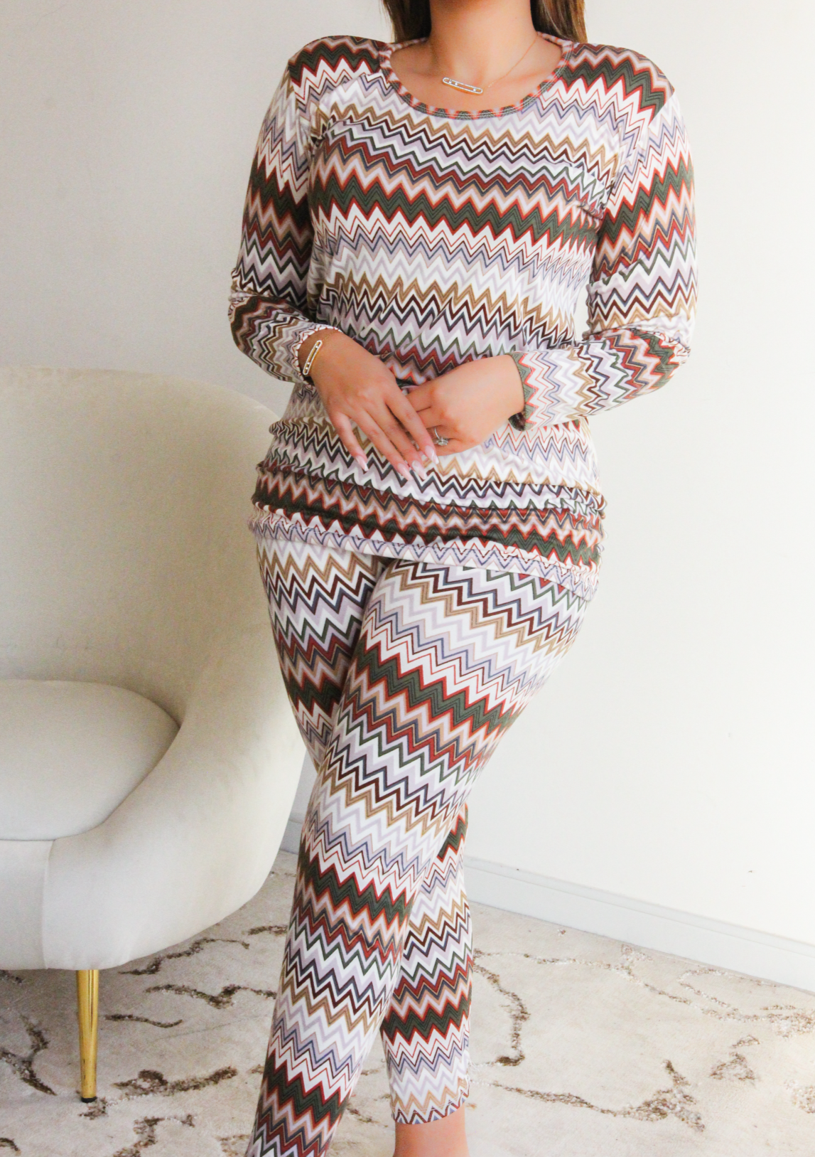 Pyjama coton à rayures marron AZTEK