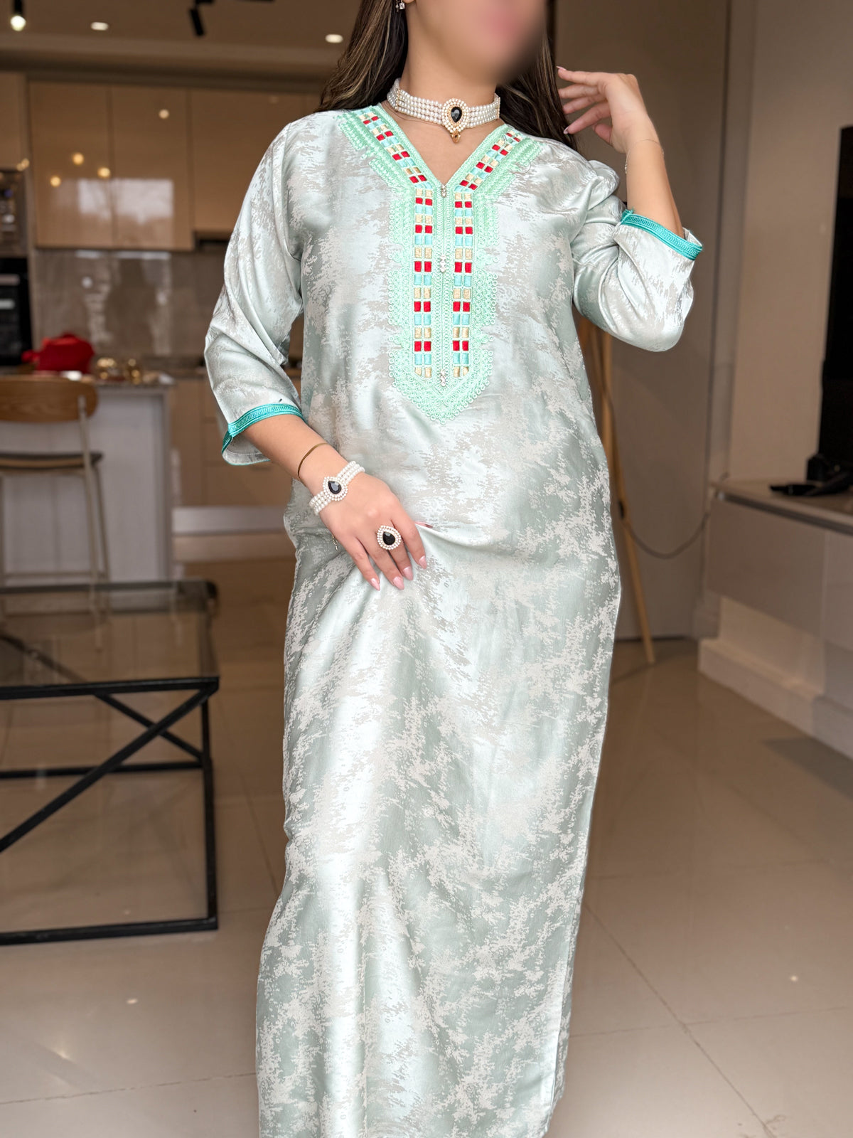 Jebba unie gris galon vert JIMA