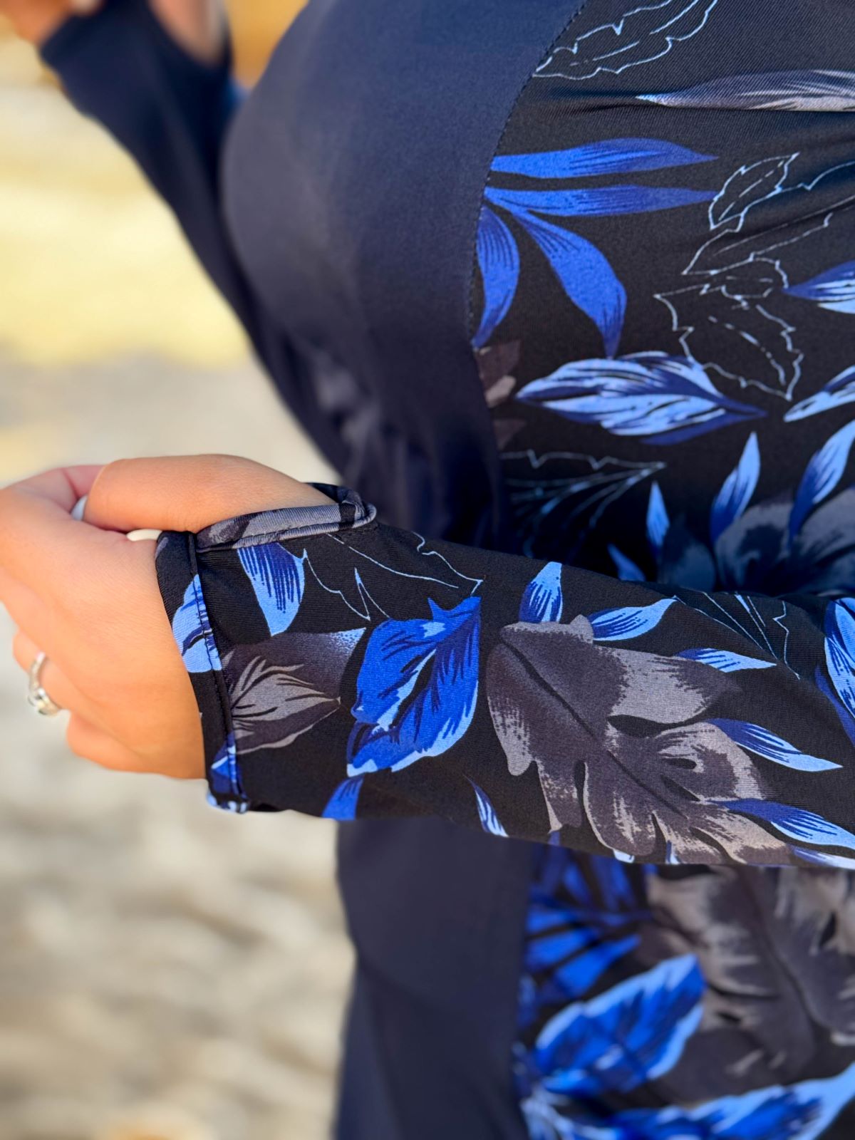 Burkini 3 pièces bleu a motif bleu CORALINE