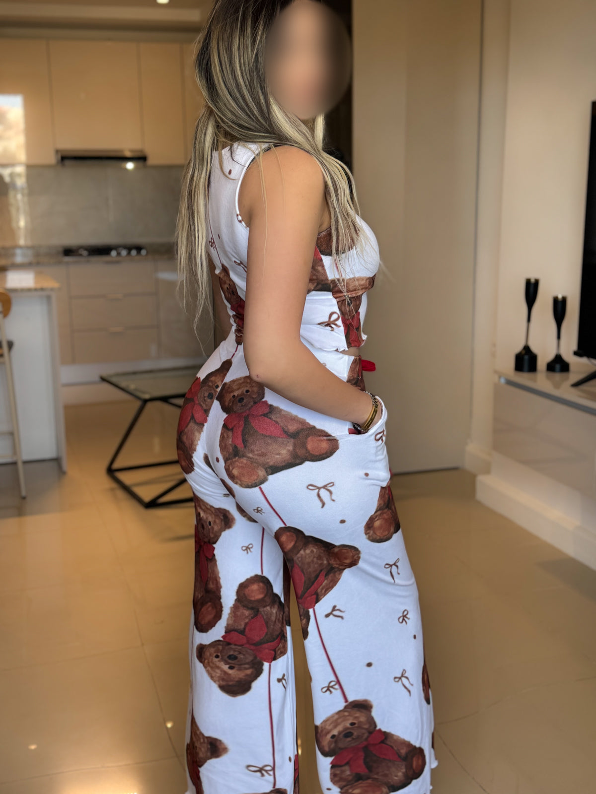 Pyjama patalon manche long blanc femme GRAND BEAR