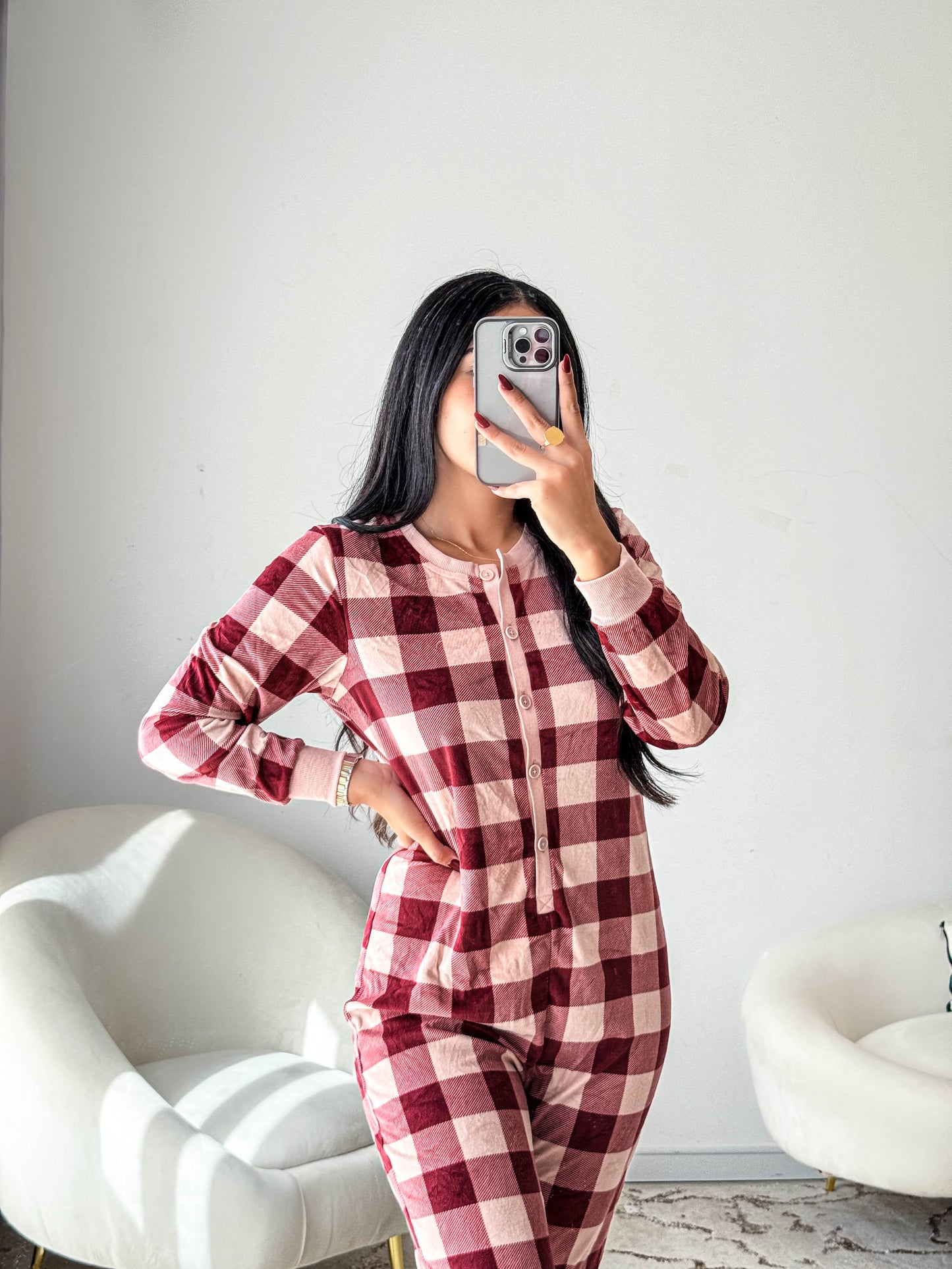 Combinaison soft a carreau marron LARISA