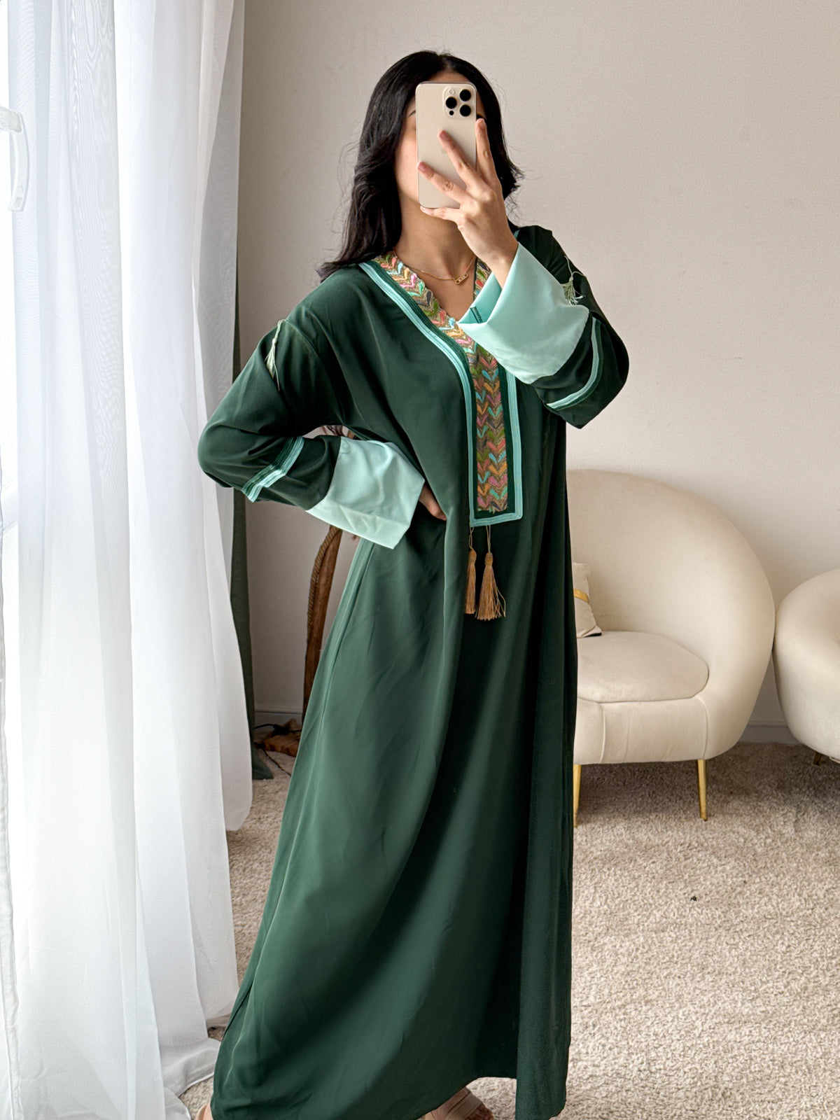 Robe d'hôtesse vert foncé RIHAB