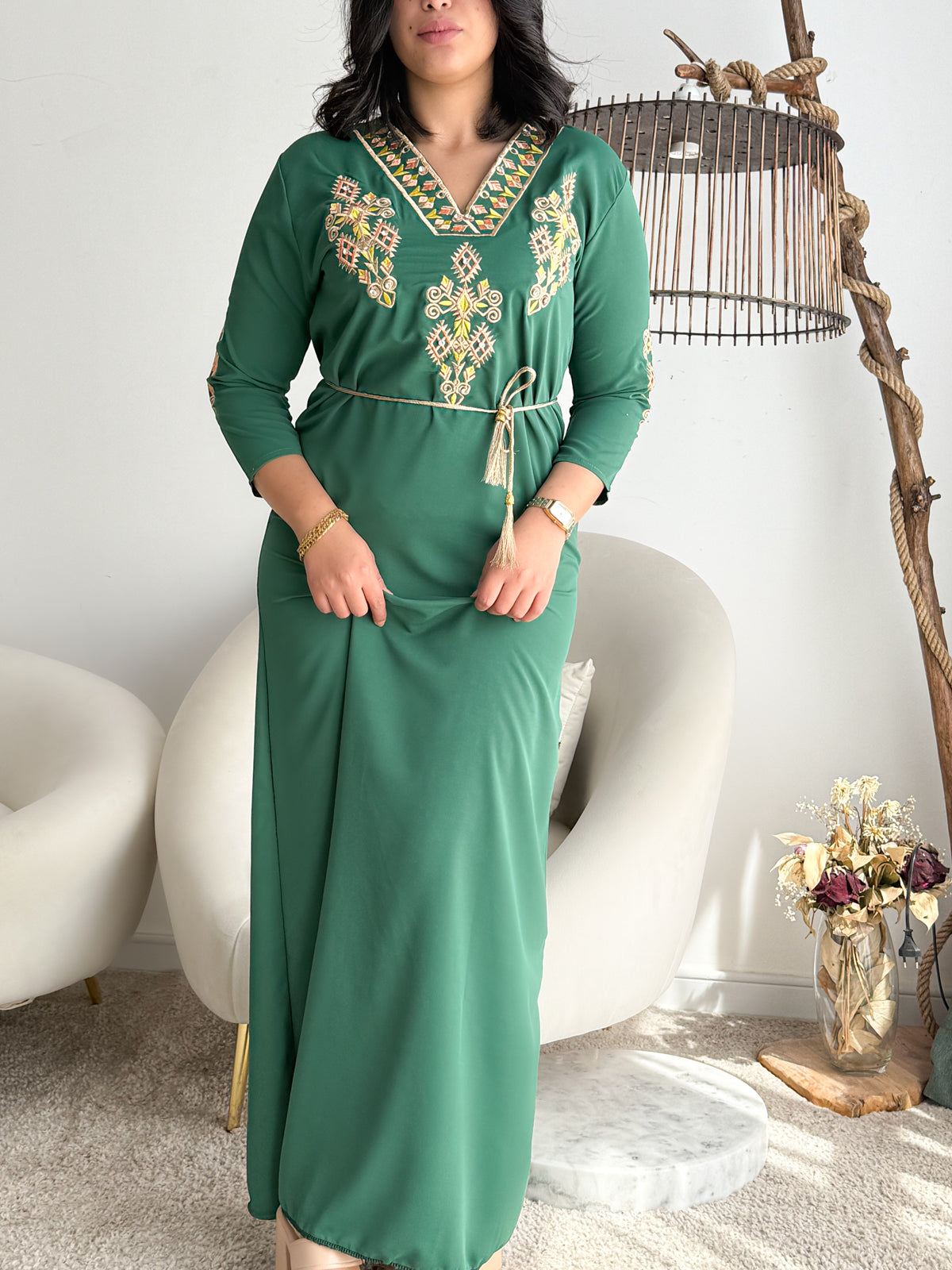 Robe d'hôtesse vert IBTISAM