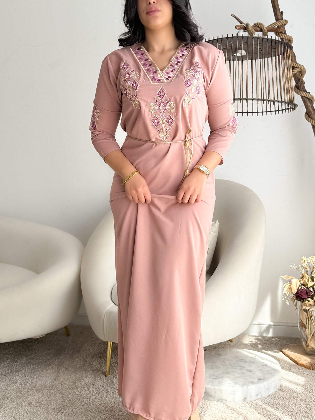 Robe d'hôtesse bois de rose IBTISAM
