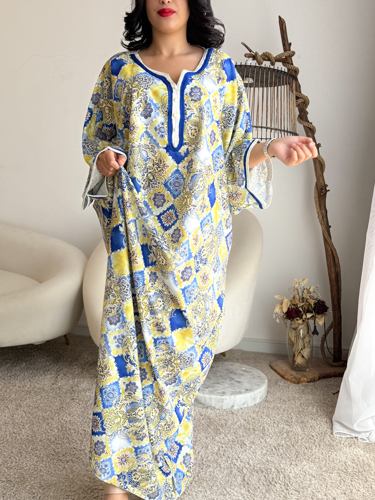 Jebba a fleur bleu jaune KARIMA
