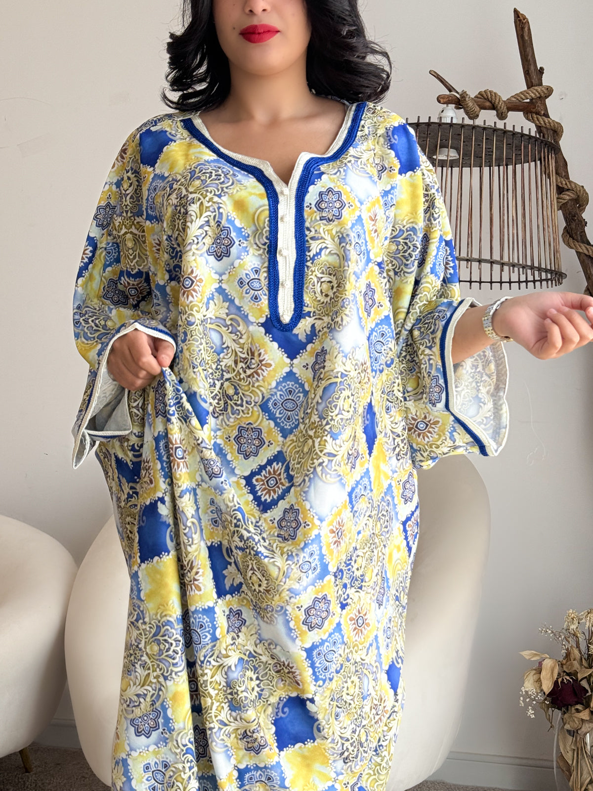 Jebba a fleur bleu jaune KARIMA