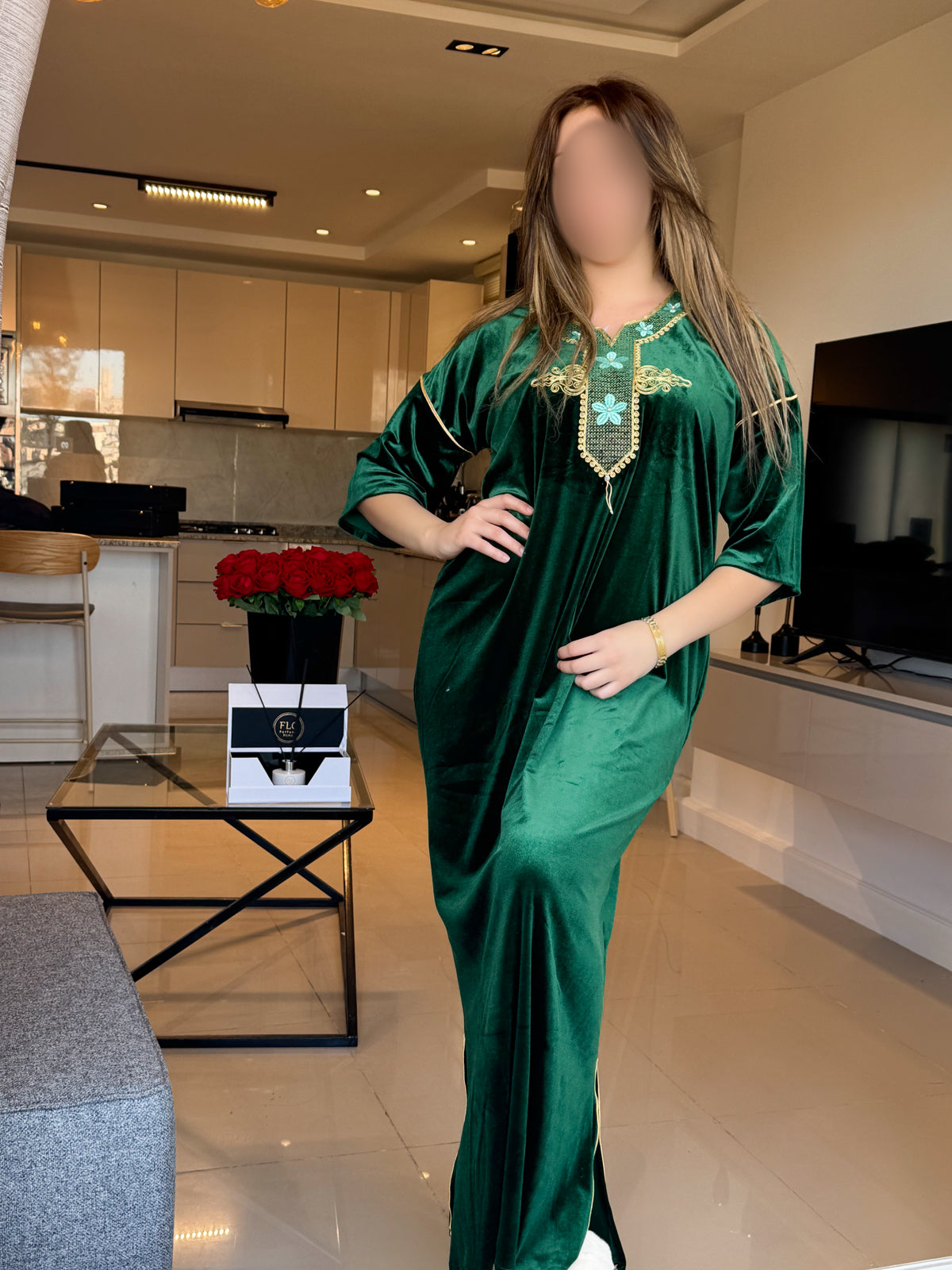 Jebba velours vert brillants SAINA