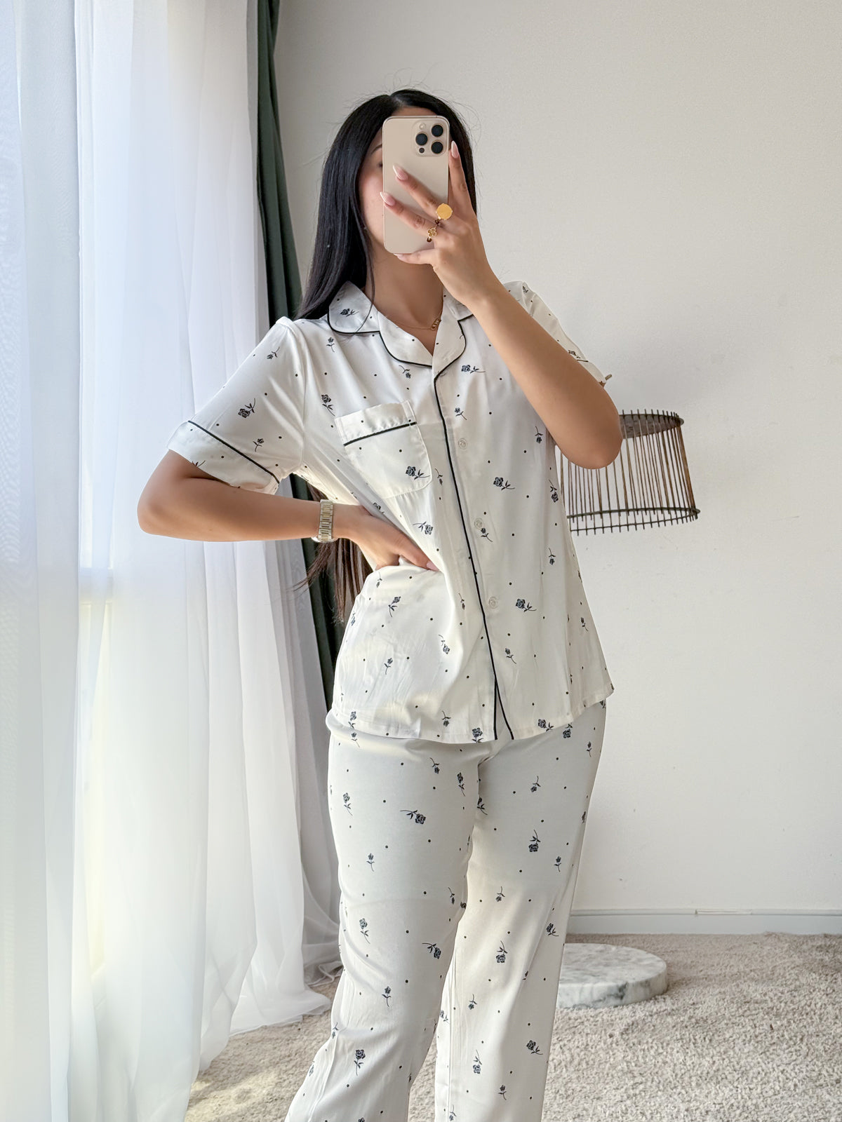 Pyjama demi manche FLOWER vert DALIS