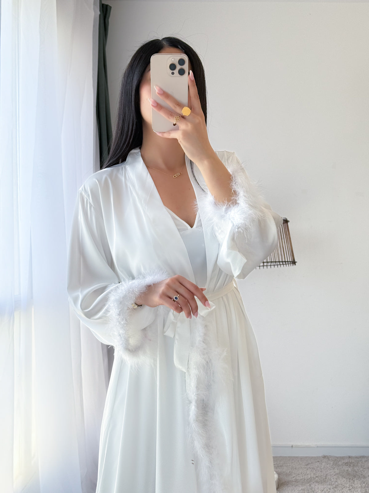 Ensemble 2 pièces nuisette PLUMES blanc MALTIDA