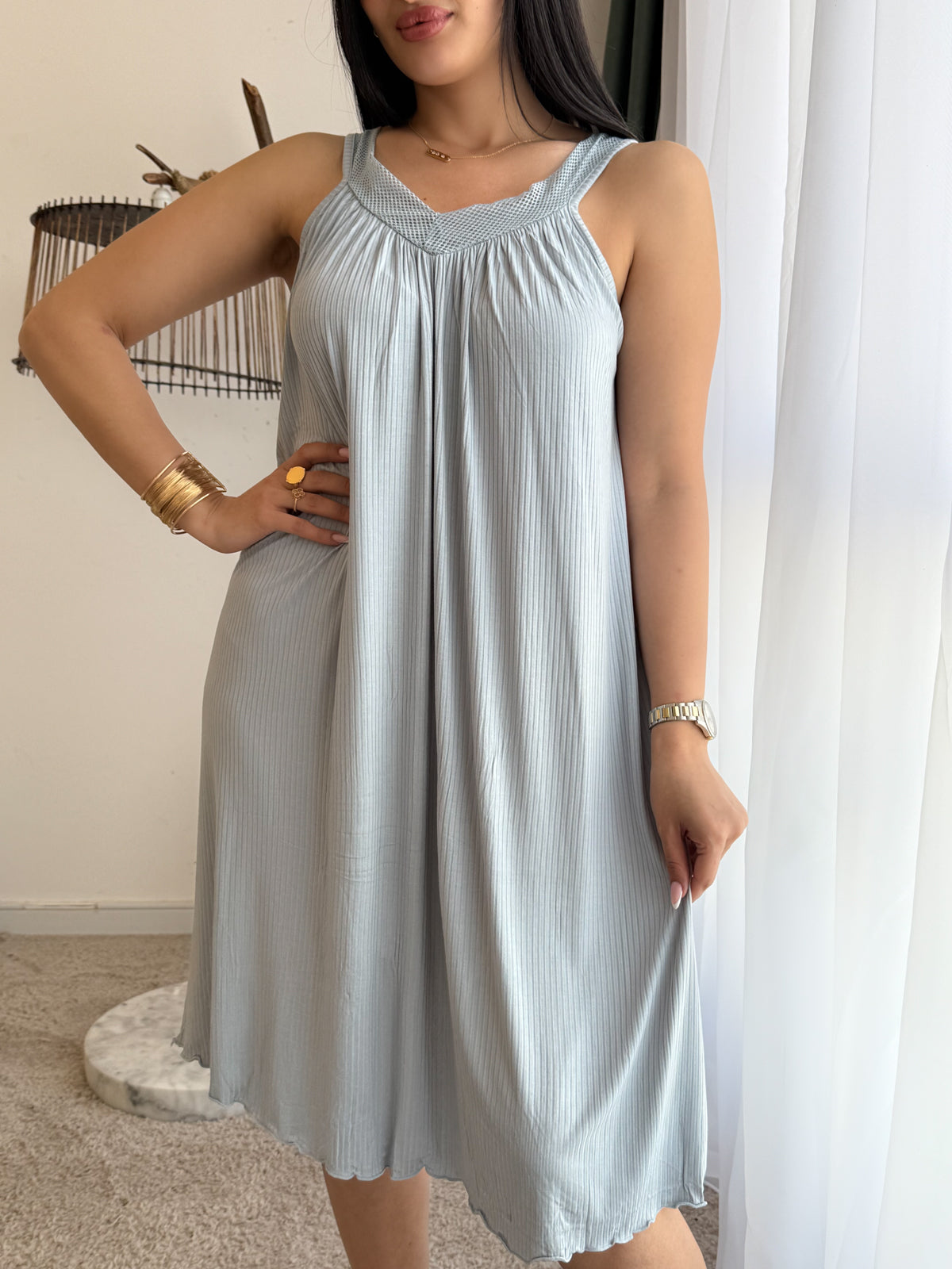 Robe nuisette dentelle gris ZADIL