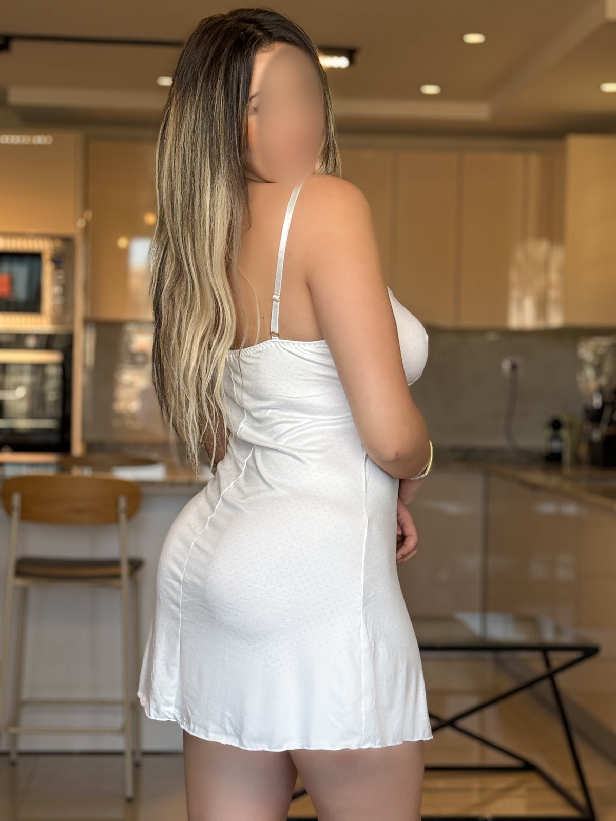 Nuisette blanc a petits points gris SUITA