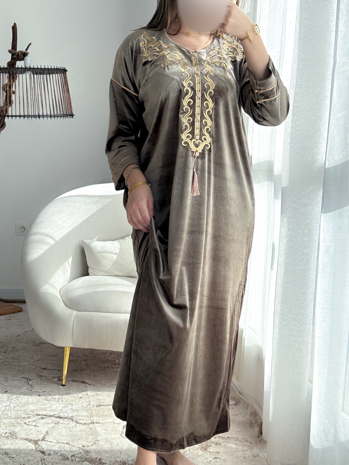 Robe d'hôtesse velours marron CHAMES
