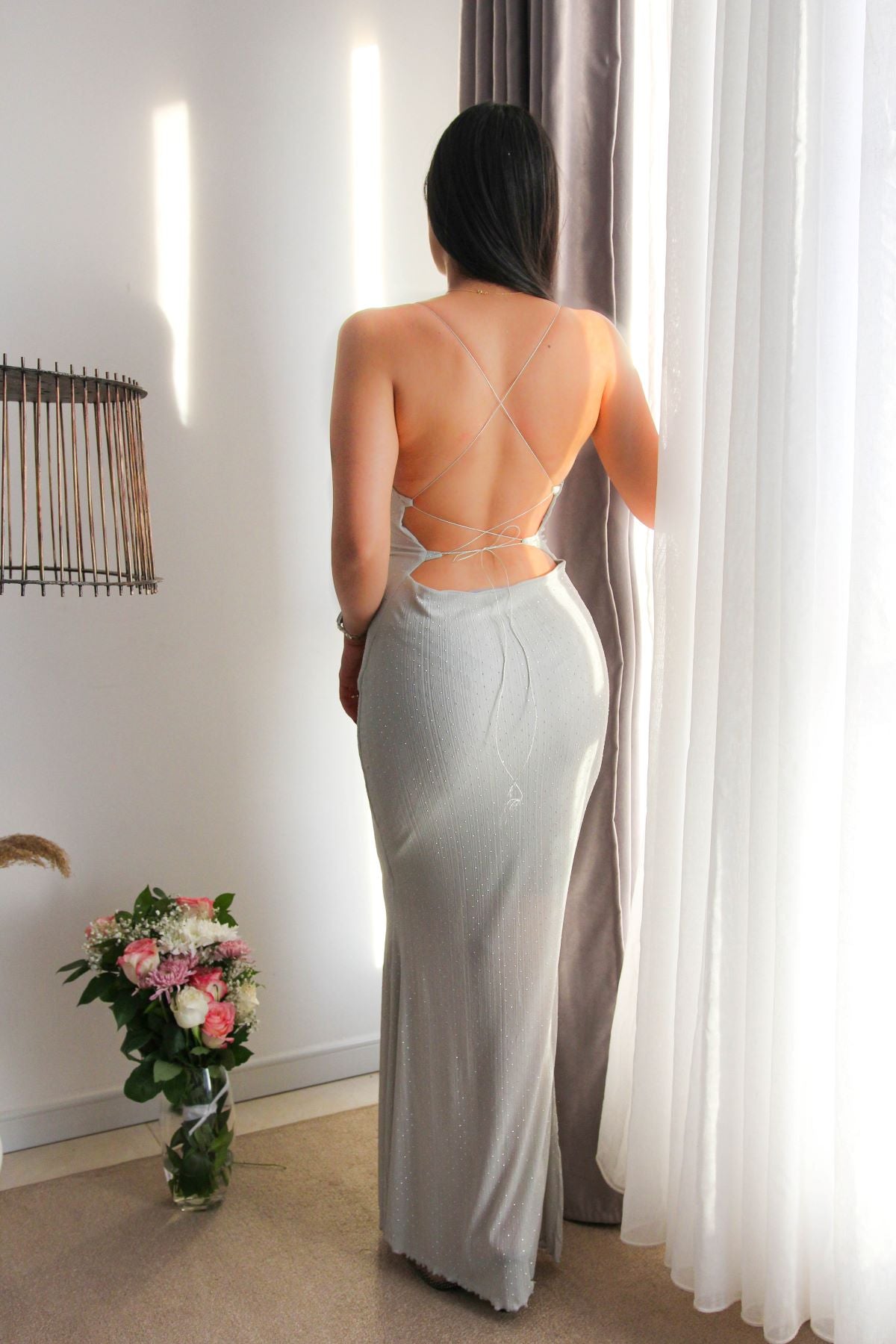 Robe nuisette glamour grise ILY