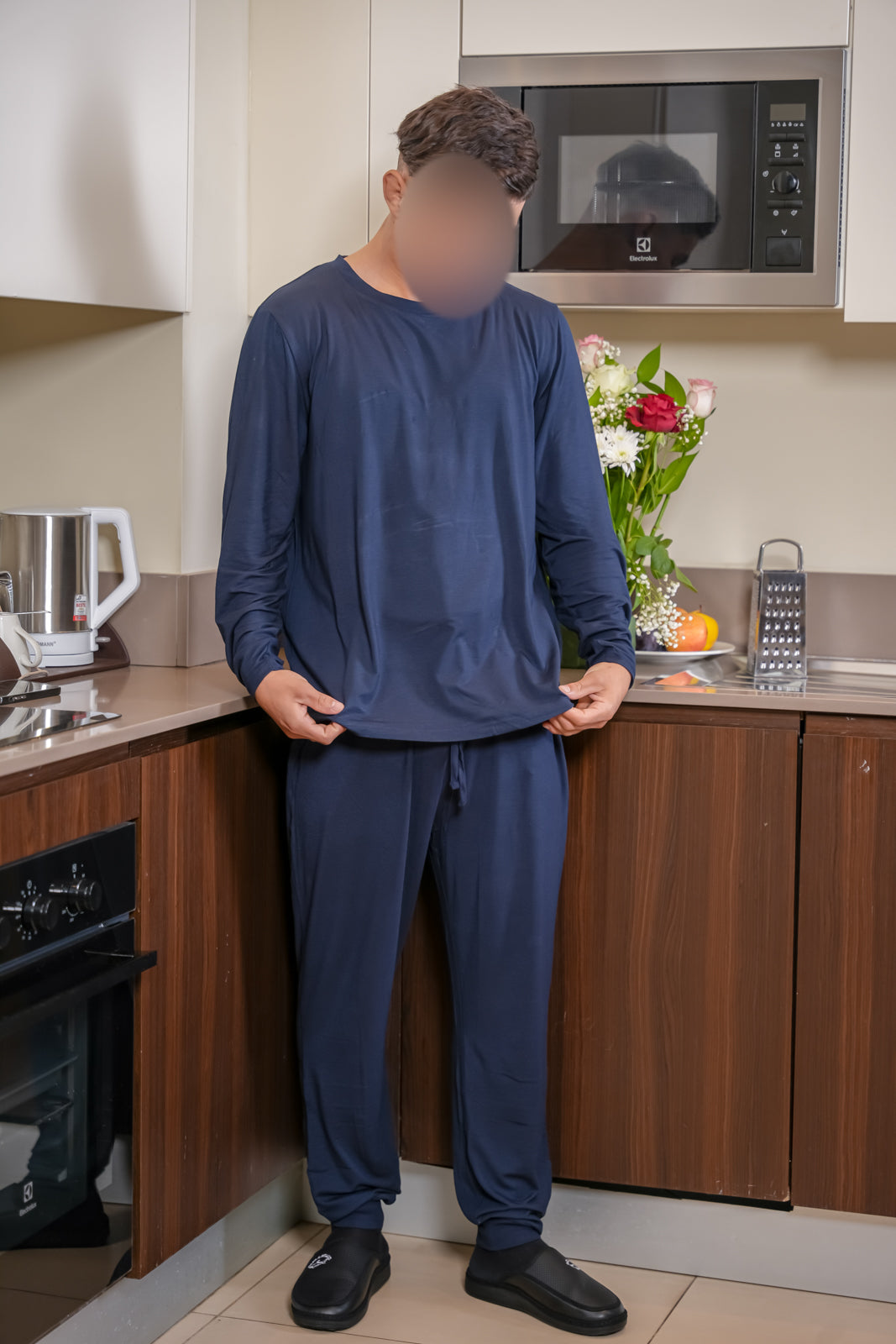 Pyjama manche long pantalon bleu nuit homme DARWIN