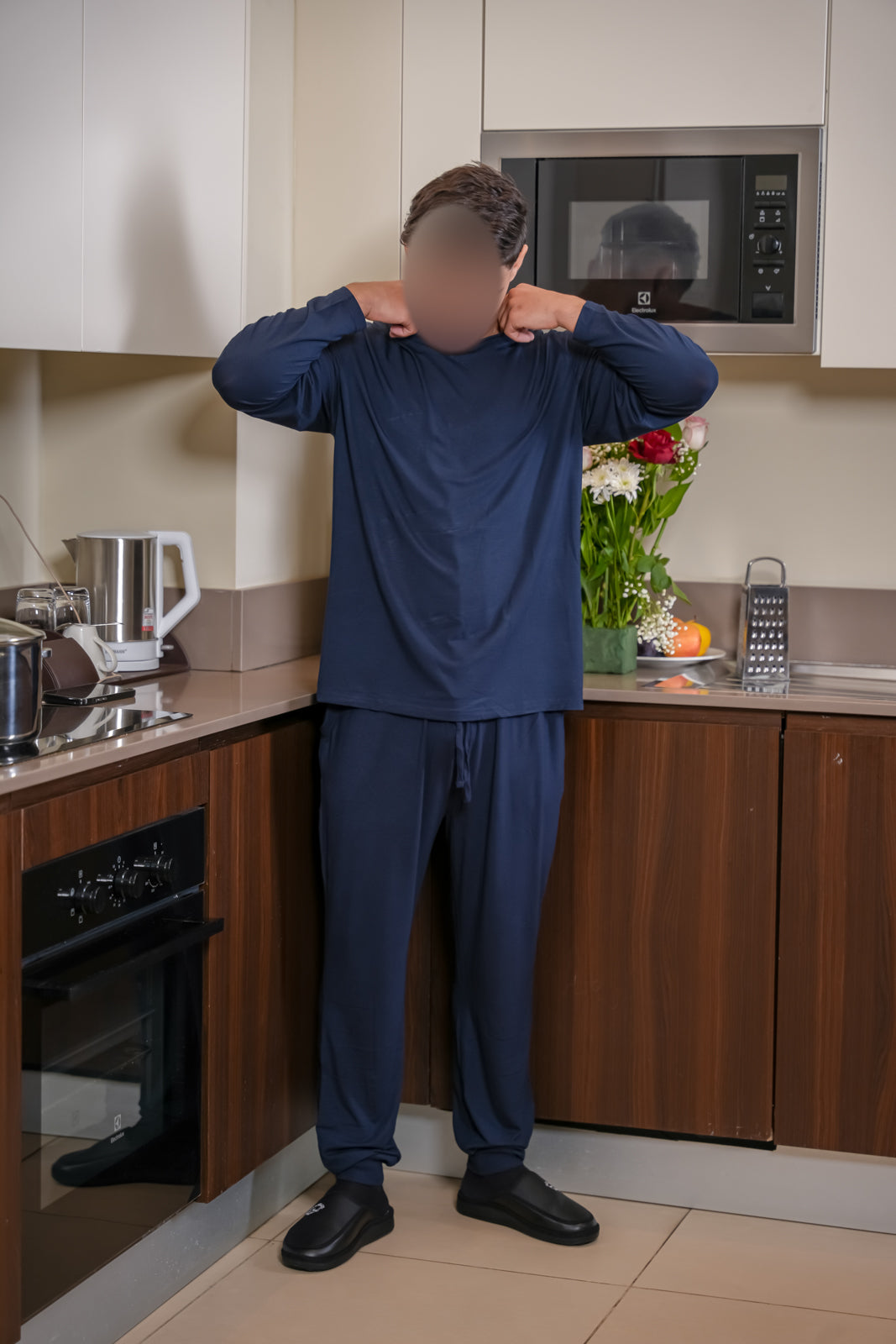 Pyjama manche long pantalon bleu nuit homme DARWIN