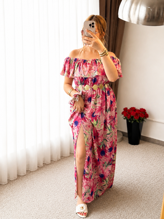 Robe a motif à fleurs rose DAFFY