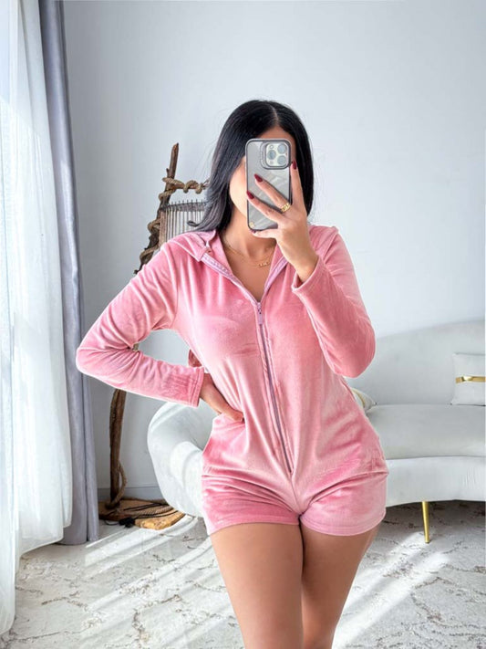 Combishort capuche soft rose LAPINE