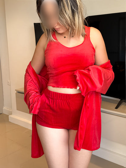 Ensemble 3 pièces rouge LINLIN