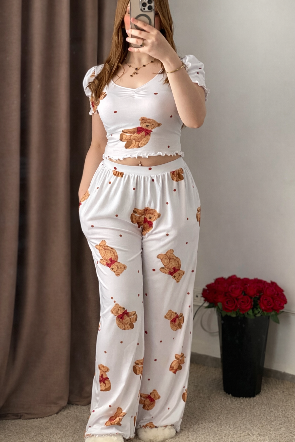 Pyjama pantalon demi manche a motif bear AMéLIA