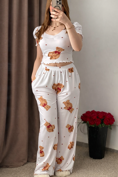 Pyjama pantalon demi manche a motif bear AMéLIA