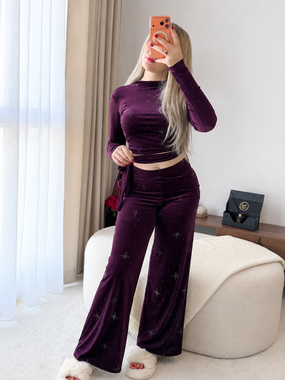 Ensemble haut pantalon violet motif star PASSIYA