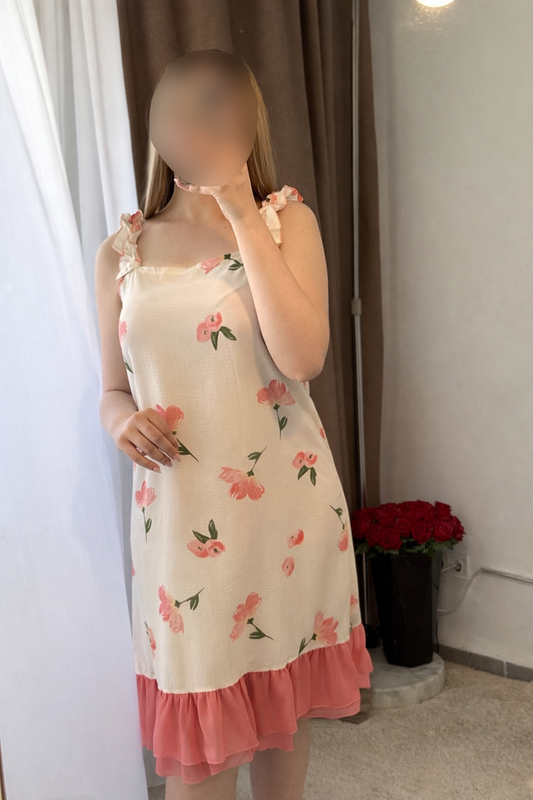Robe nuisette motif a fleur THINIA