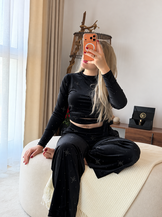 Ensemble haut pantalon noir motif star PASSIYA