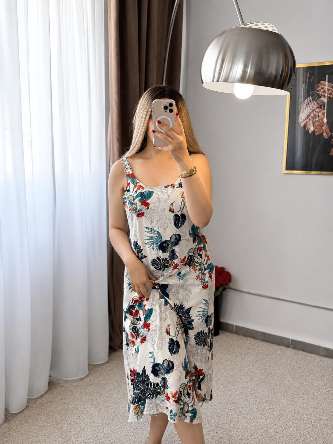 Robe nuisette blanc motif a fleur BRILN