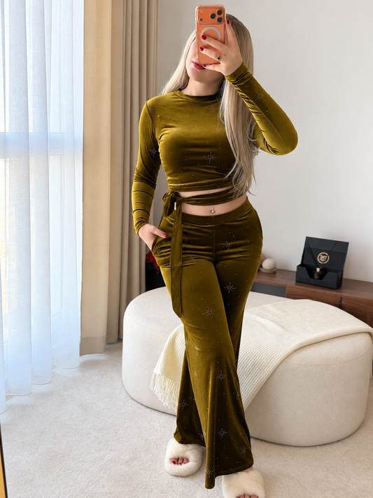 Ensemble haut pantalon doré motif star PASSIYA